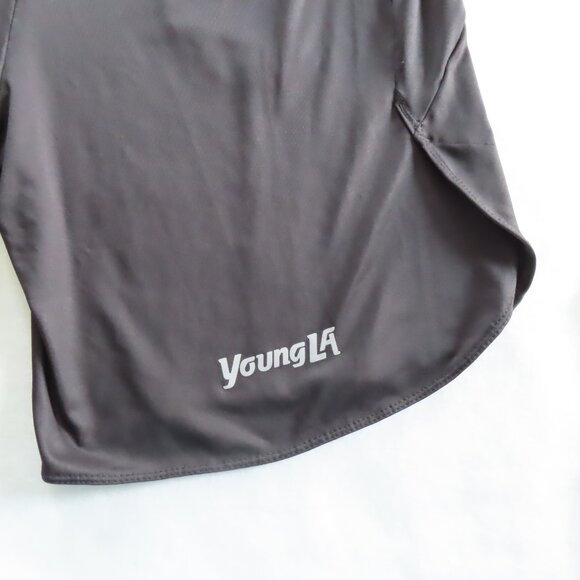 YoungLA Shorts Men's XXL Black Athletic Activewear Casual Workout Zip Pocket - Picture 7 of 13